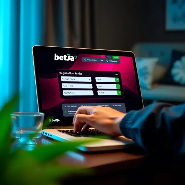 User filling out registration form on Bet9ja platform on a laptop