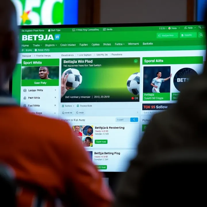 Overview of Bet9ja Online Betting Interface in Cameroon Bet9ja online platform homepage with sports betting options visible