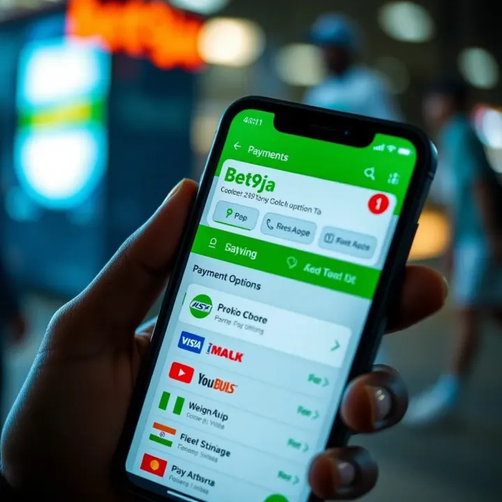 Popular Local Payment Methods for Bet9ja Users in Lagos Mobile phone screen displaying Bet9ja app with Lagos payment options