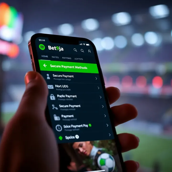 Secure Payment Methods on Bet9ja Mobile Mobile screen showing secure payment options on Bet9ja platform