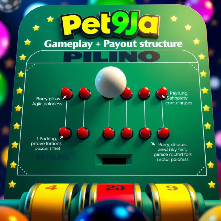 Bet9ja Plinko Gameplay and Payout Structure Diagram showing the layout and gameplay of Bet9ja Plinko with a ball dropping through pegs and landing in a payout slot