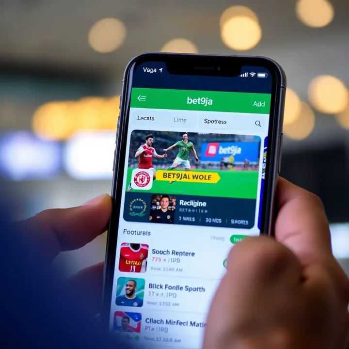 Navigating Bet9ja Mobile App for Sports Betting Smartphone displaying Bet9ja mobile app with sports betting options