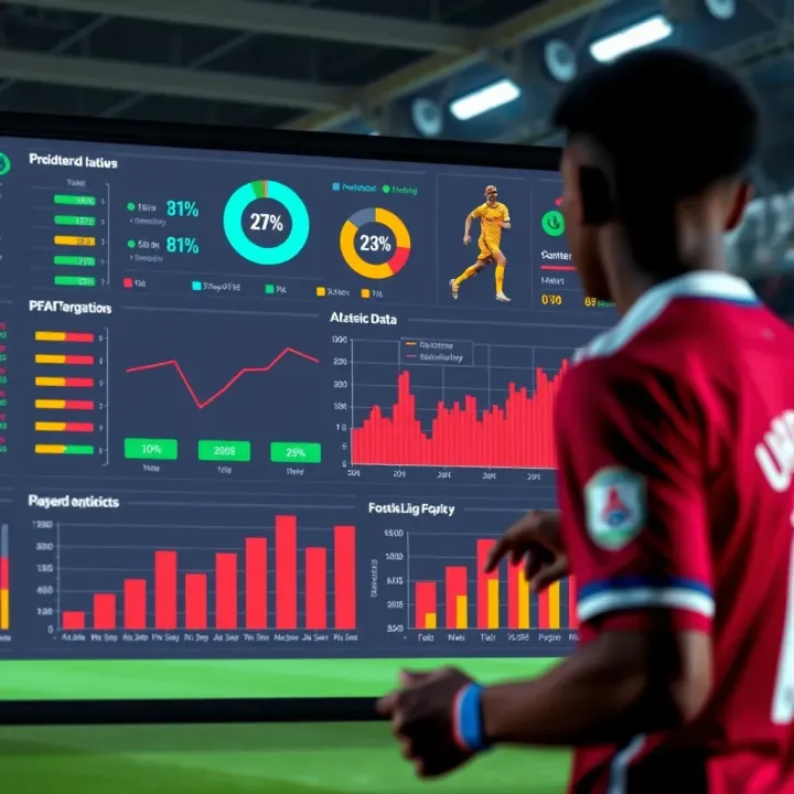 Statistical charts and graphs illustrating football match trends and player performance