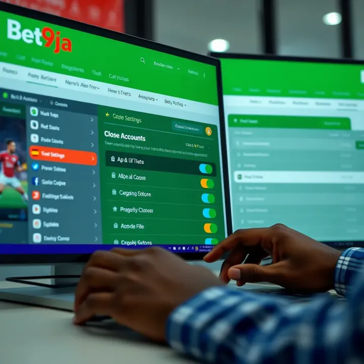 Navigating Bet9ja Account Settings for Closure User navigating Bet9ja website account settings to close account