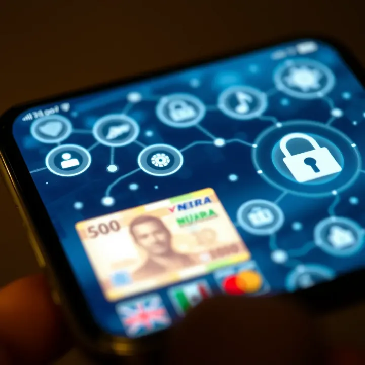 Secure mobile payment transaction screen with Nigerian naira and digital security icons