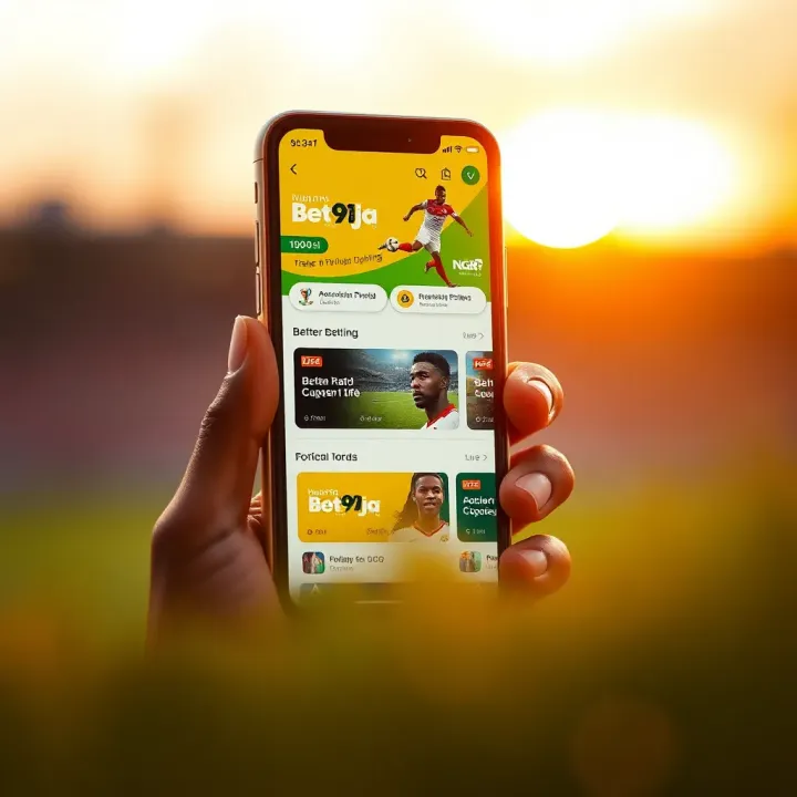 Smartphone screen displaying NGR Bet9ja app interface with sports betting options
