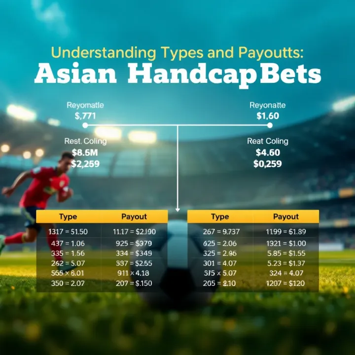 Diagram showing types of Asian Handicap bets and payout calculations in football wagering
