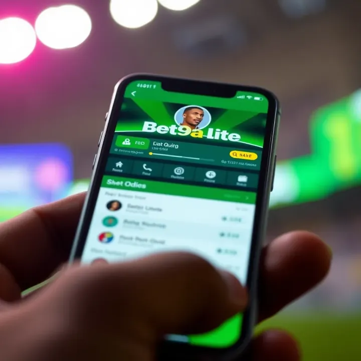 User interface displaying Bet9ja Lite app with betting options and live odds on smartphone screen