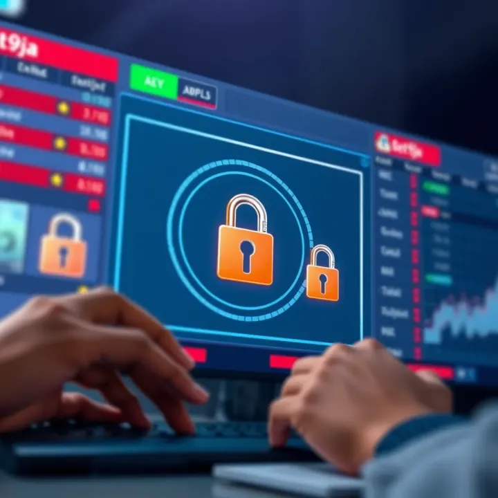 Secure Online Betting Environment Illustrating Protection Measures Secure online betting interface with encryption symbols