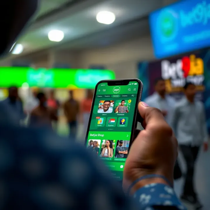 User exploring Web Bet9ja Shop interface on mobile device