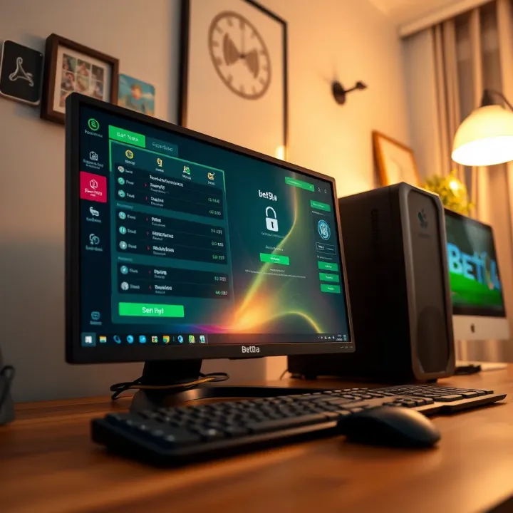 Using Bet9ja on PC with Secure Access and Betting Features Desktop setup displaying Bet9ja betting options with secure login prompt