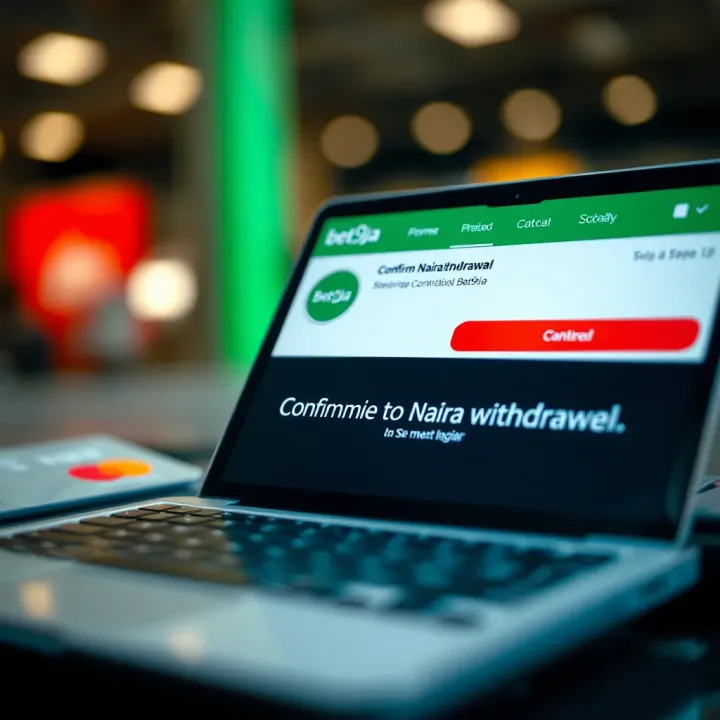 Confirming Naira Withdrawal on Bet9ja Platform Digital wallet interface displaying naira withdrawal confirmation